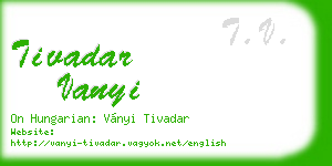 tivadar vanyi business card